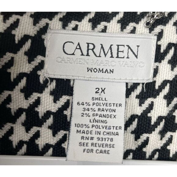 Carmen Marc Valvo Houndstooth Peacoat Womens Size 2X - Picture 9 of 10